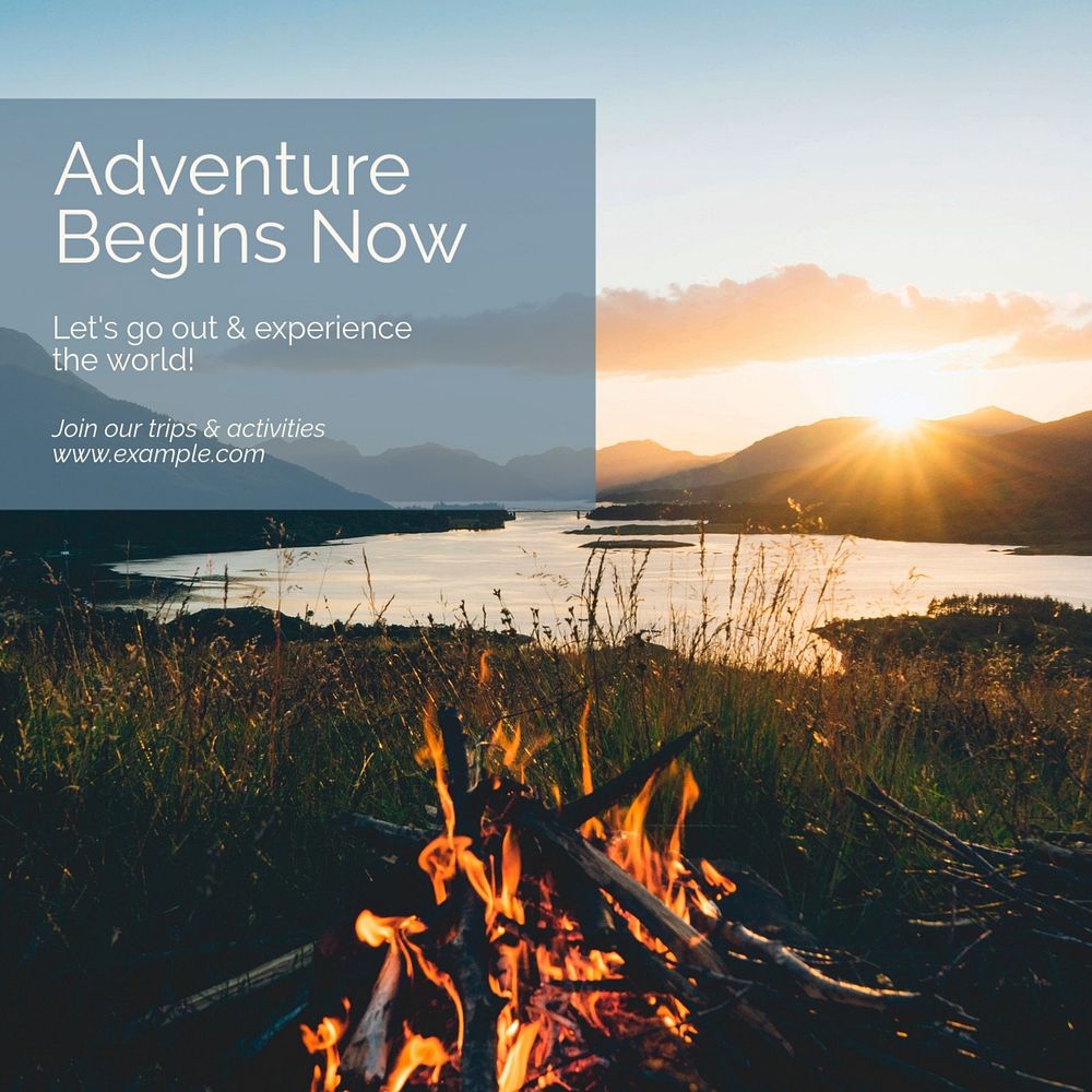 Adventure & travel Instagram post template, editable text