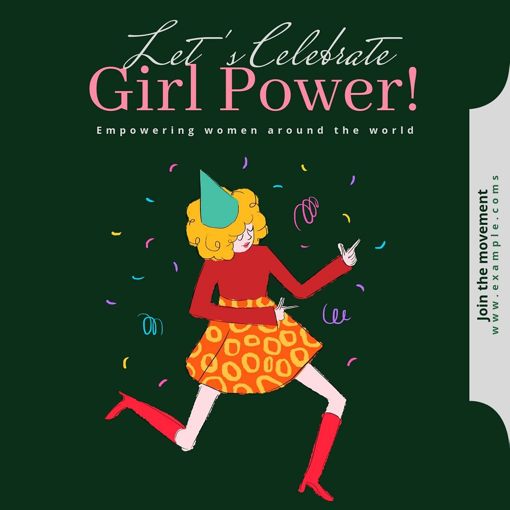 Girl power Instagram post template, editable text