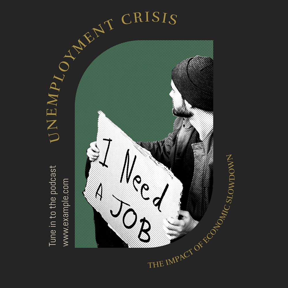 Unemployment crisis Instagram post template, editable social media design