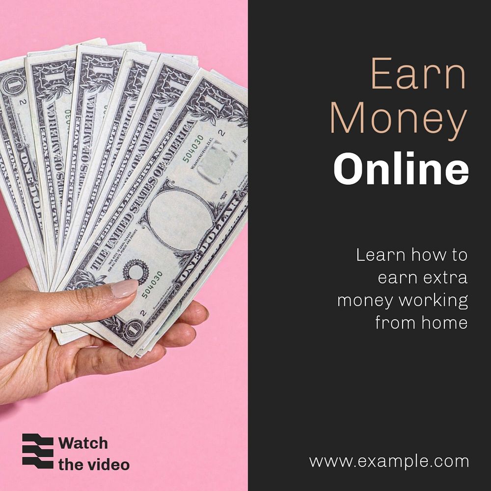 Earn money Instagram post template, editable text