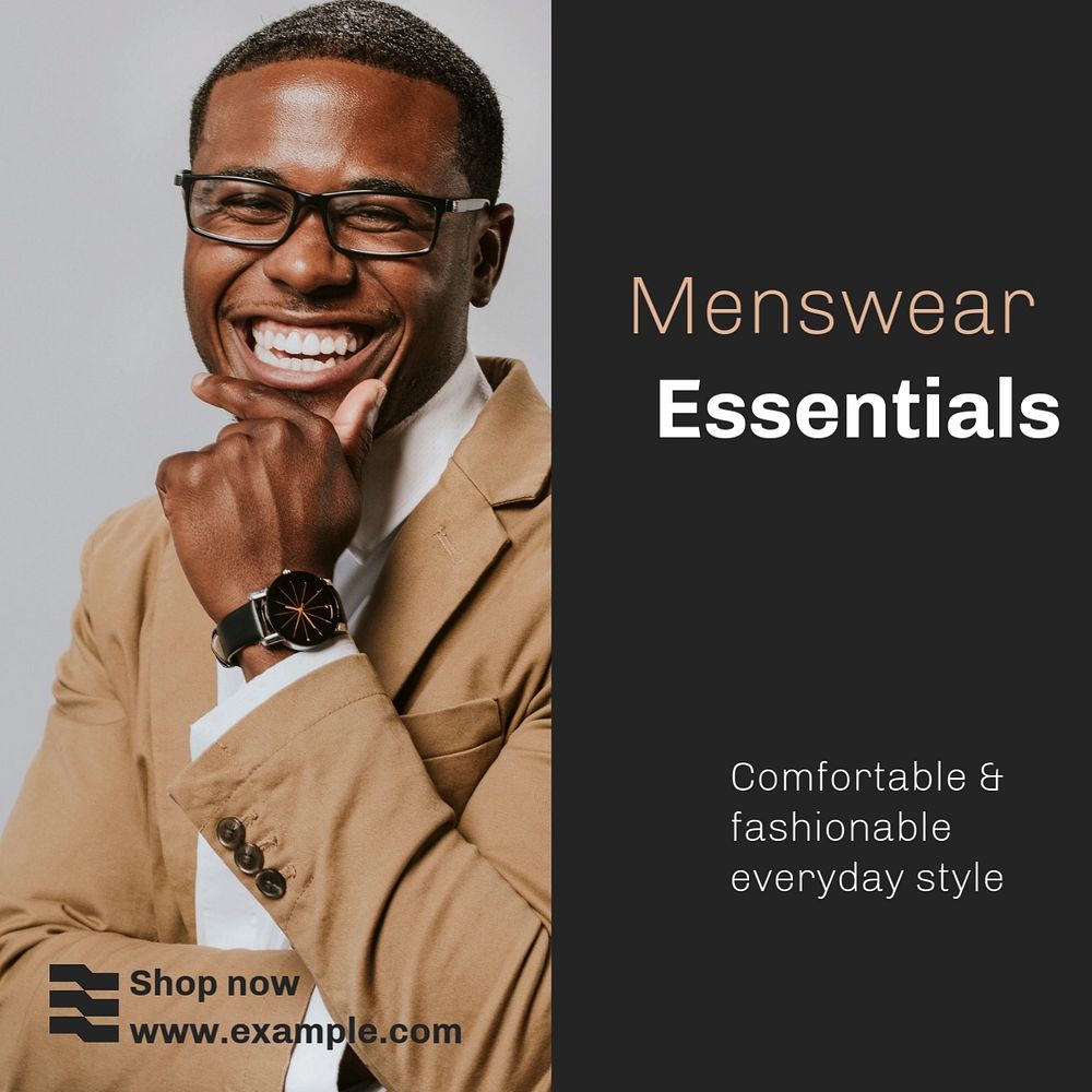 Menswear essentials  Instagram post template, editable design