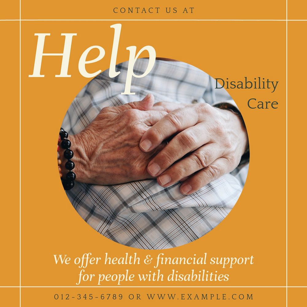 Disability care Instagram post template, editable social media design