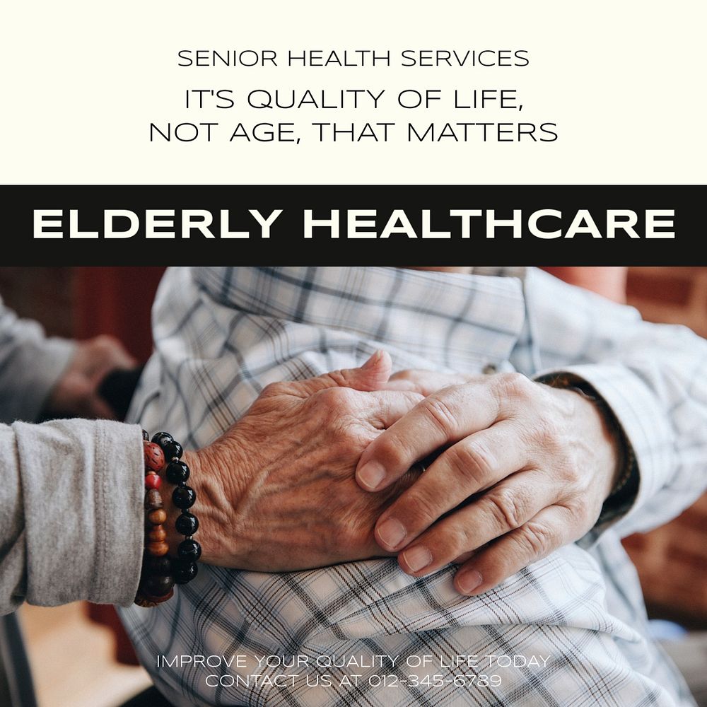 Elderly healthcare Instagram post template, editable social media design