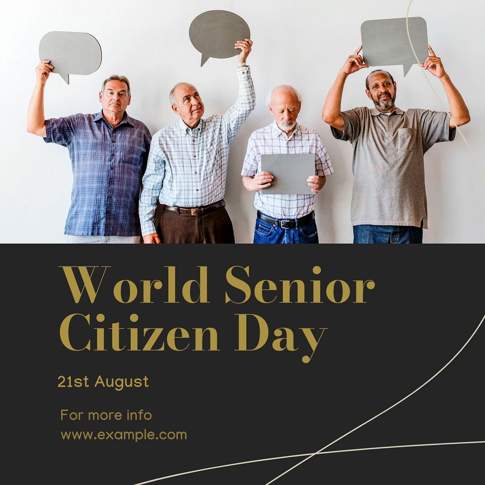 Senior citizen day Instagram post template, editable social media design