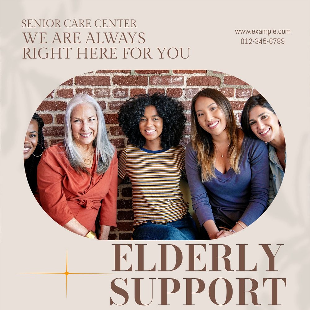 Senior support Instagram post template, editable social media design