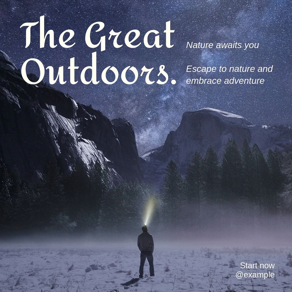 The great outdoors Instagram post template, editable text