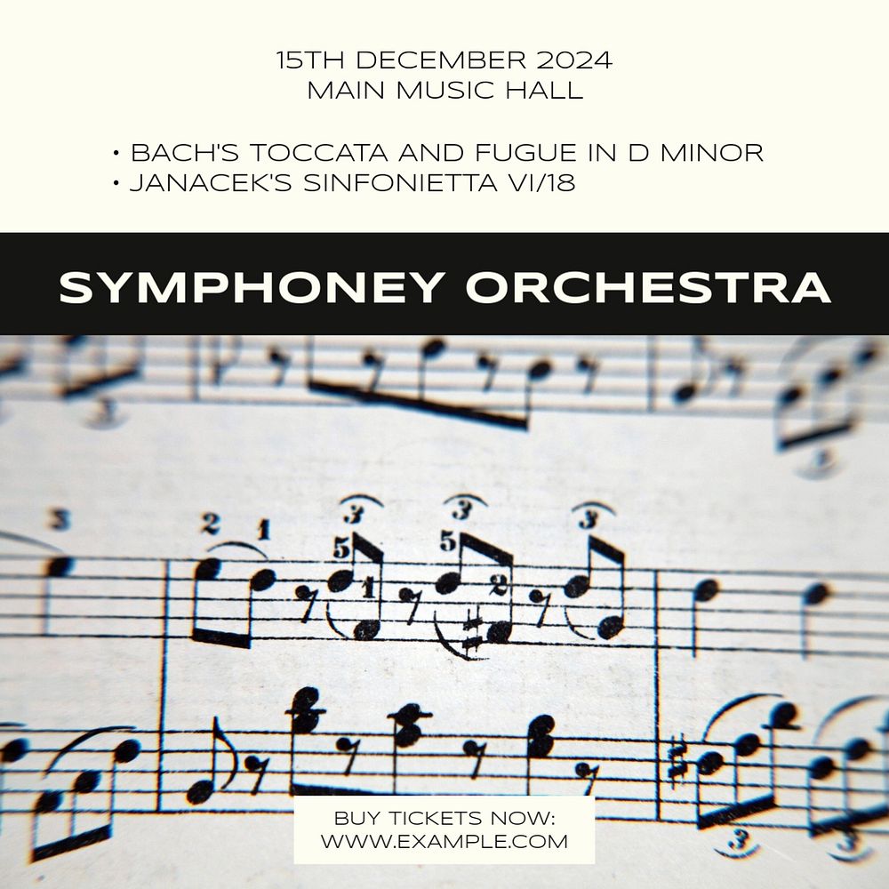 Symphony orchestra concert Instagram post template, editable social media design