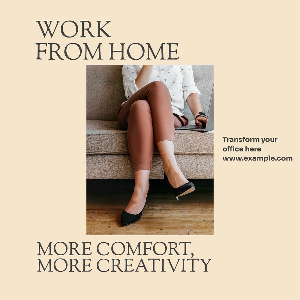 Work from home Instagram post template, editable social media design