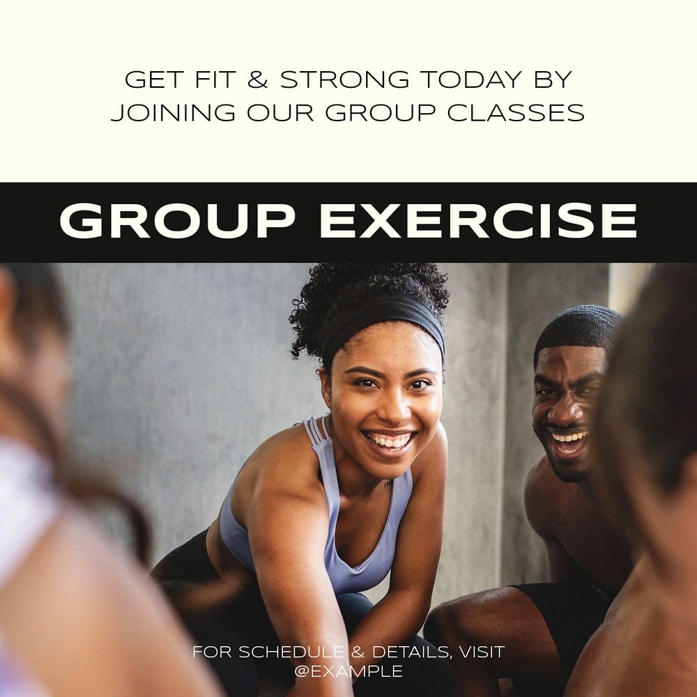 Group exercise Instagram post template, editable social media design