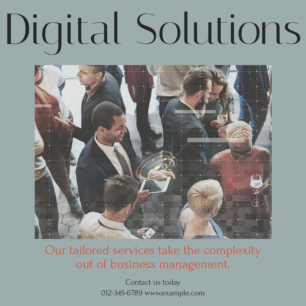 Digital solutions Instagram post template, editable social media design