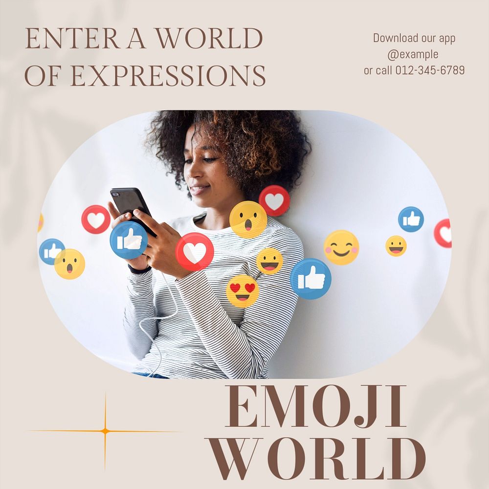 Emoji world Instagram post template, editable social media design