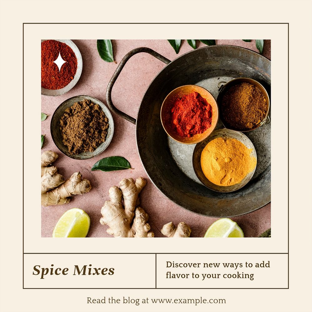 Spice mixes Instagram post template, editable social media design