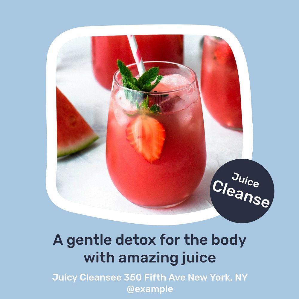 Juice cleanse Instagram post template, editable social media design