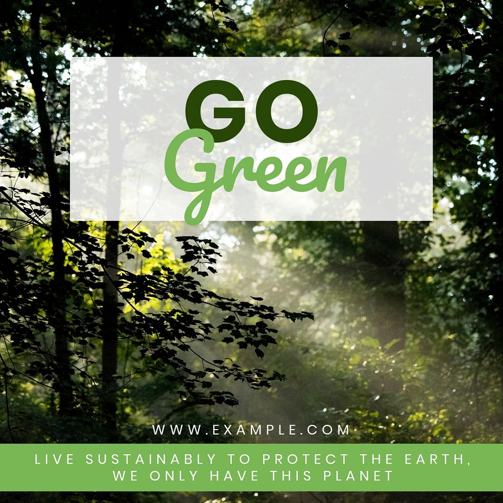 Go green Instagram post template, editable design