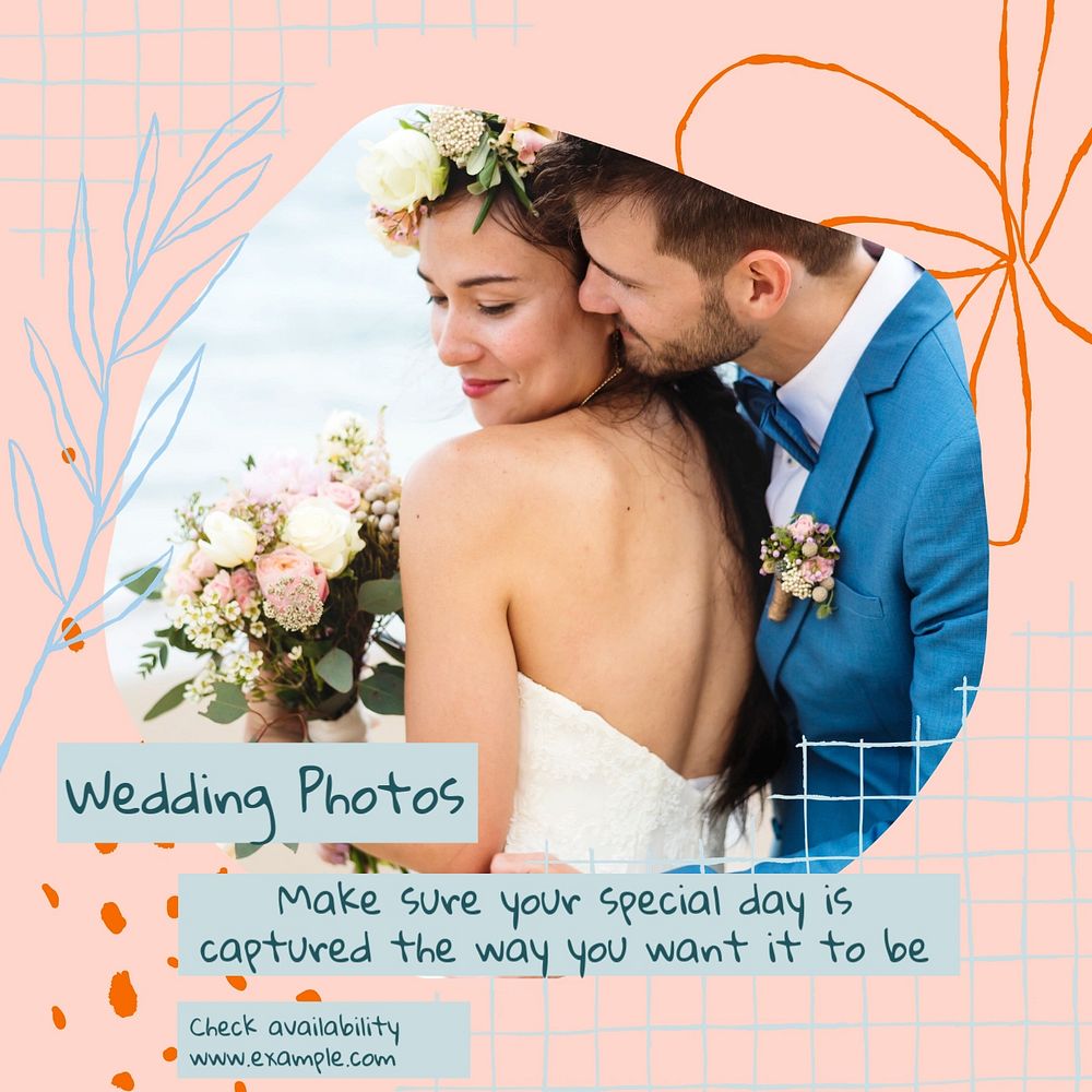 Wedding photos Instagram post template, editable social media design