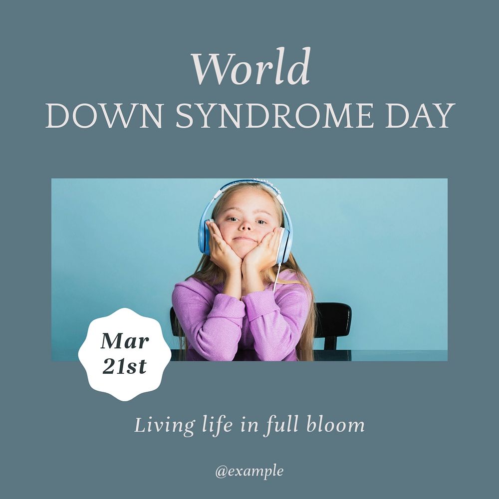 Down syndrome day Instagram post template, editable social media design