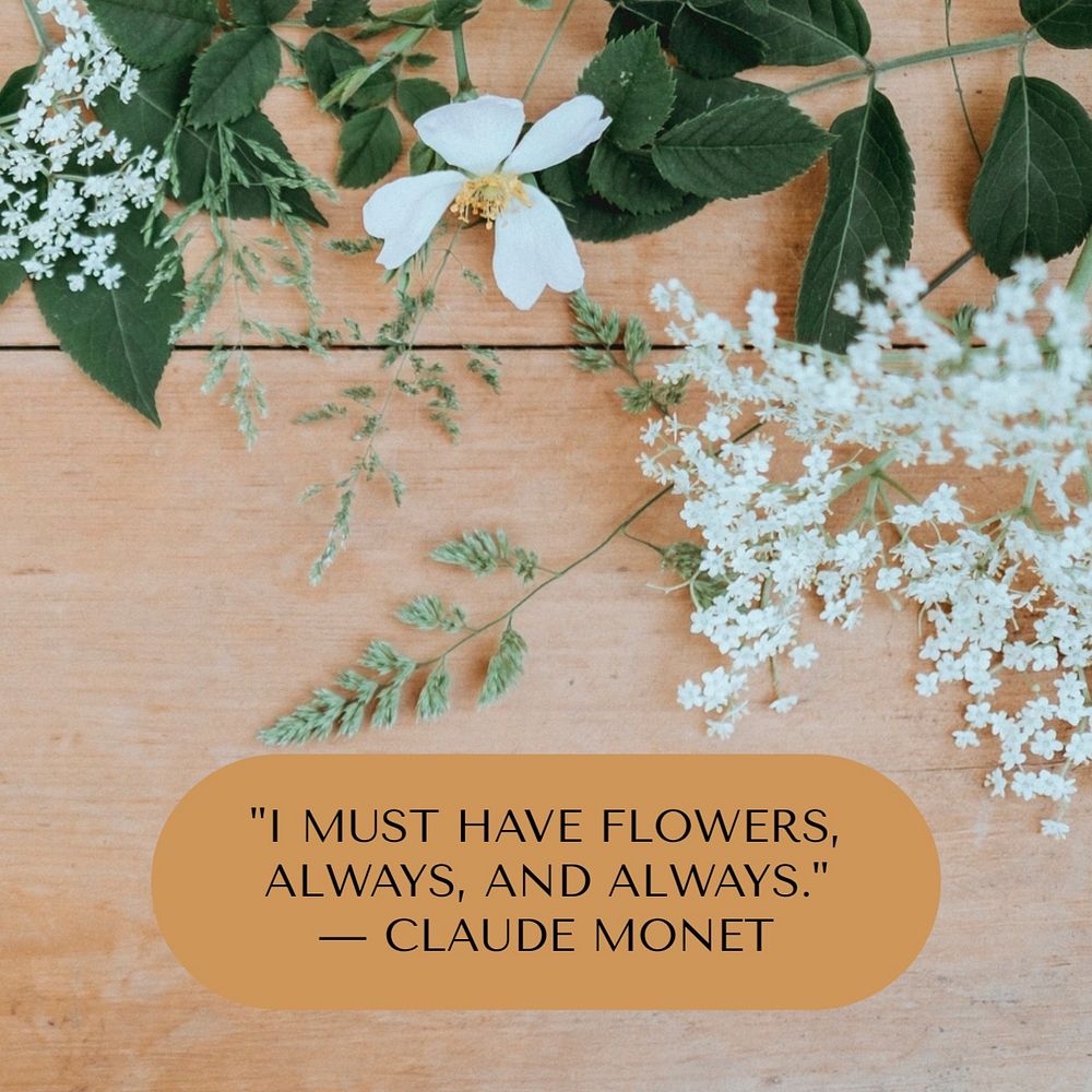 Monet quote Instagram post template, editable text