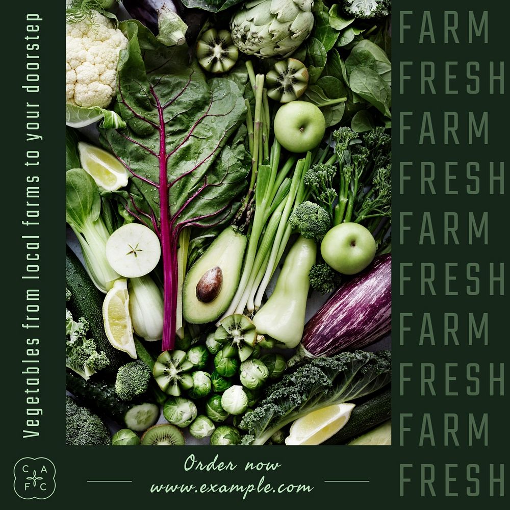 Farm fresh vegetables Instagram post template, editable design