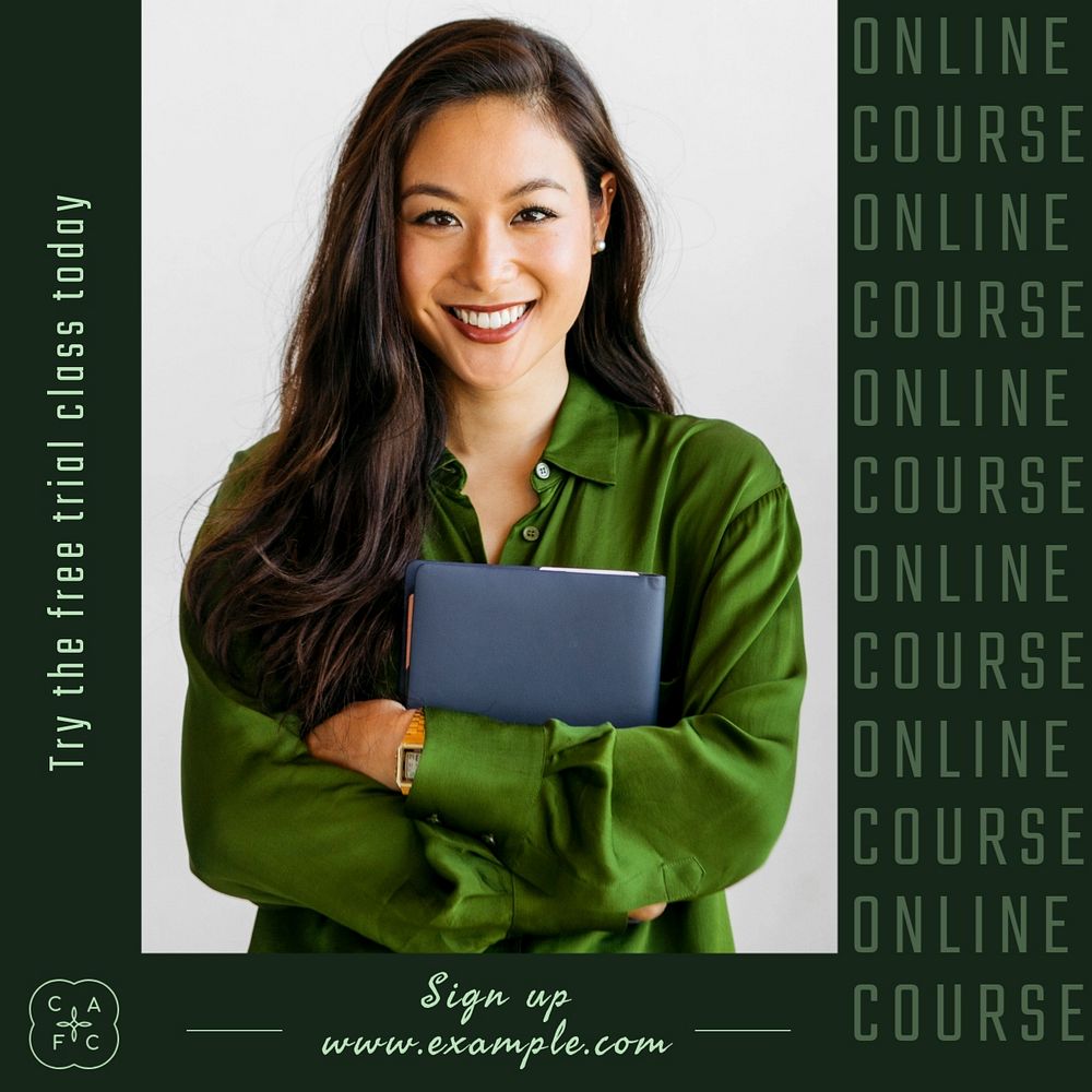 Online course Instagram post template, editable design