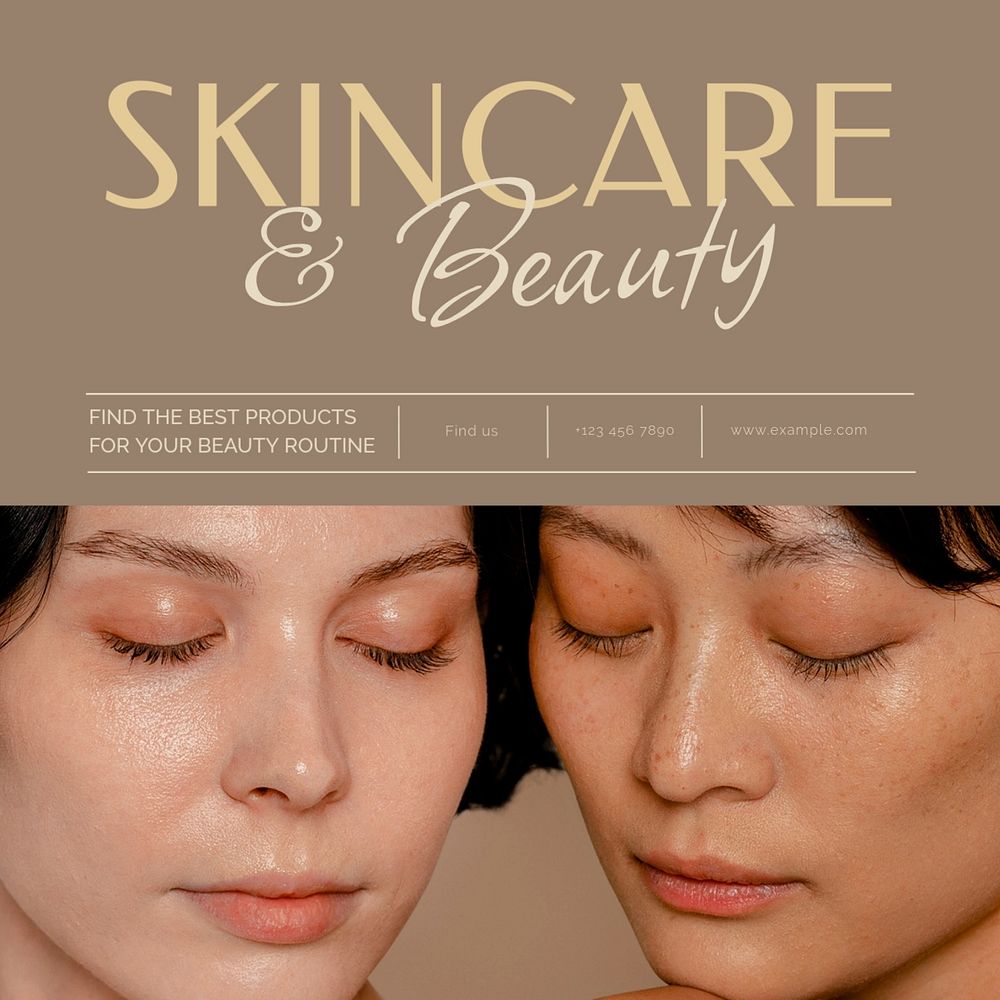 Skincare & beauty Instagram post template, editable social media design