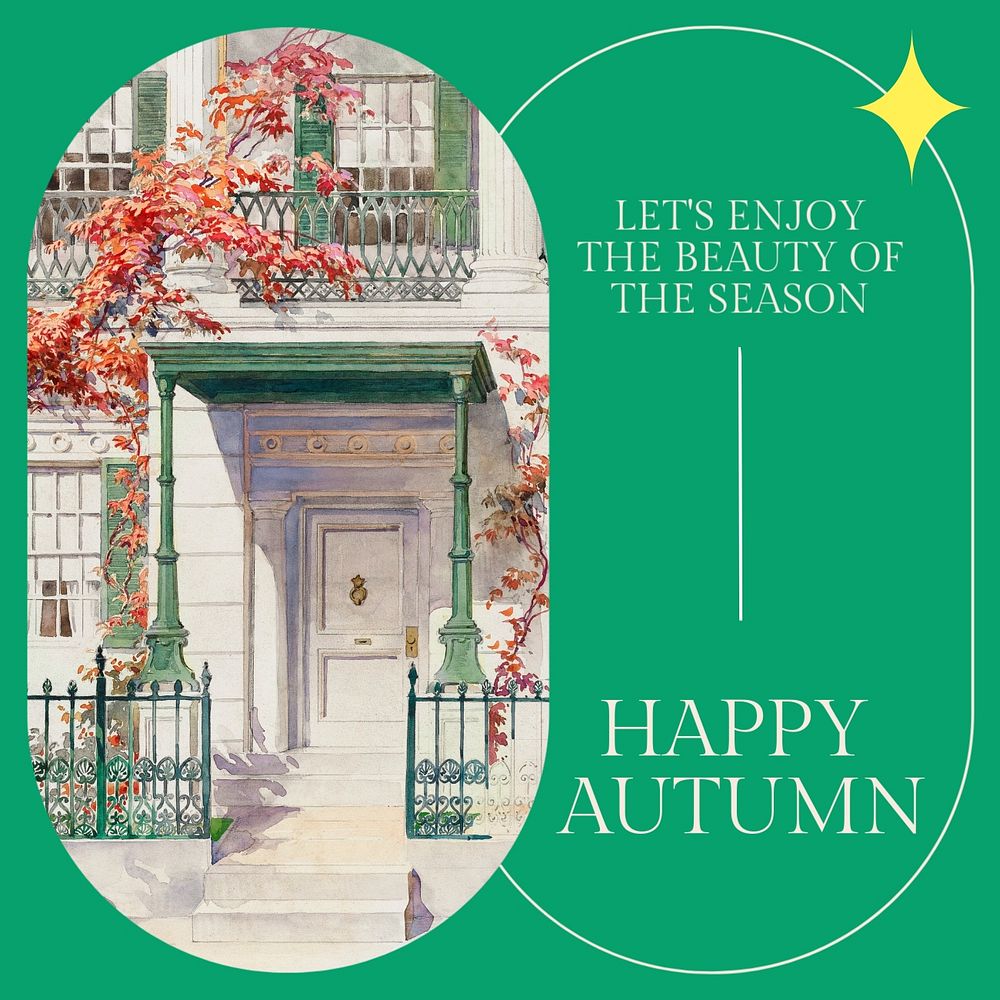 Happy autumn Instagram post template, editable design