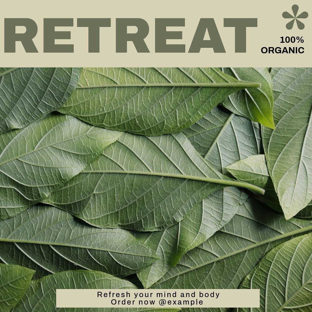 Retreat & wellness Instagram post template, editable social media design