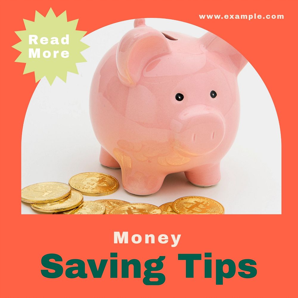 Saving tips Instagram post template, editable design