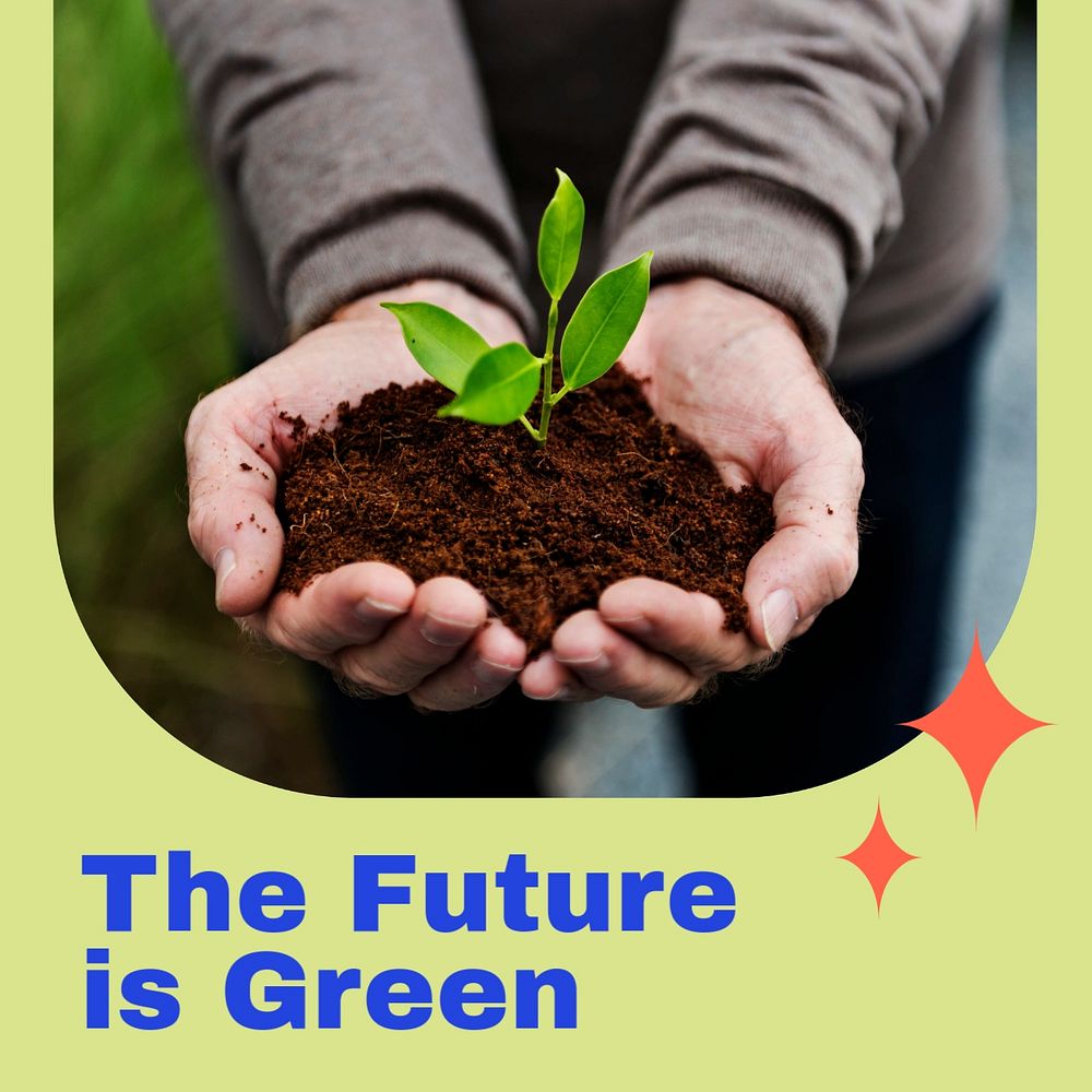 Green future post template, editable text for social media