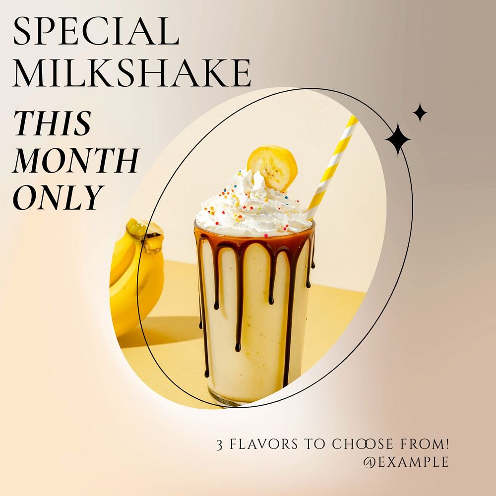 Milkshake shop Instagram post template, editable design