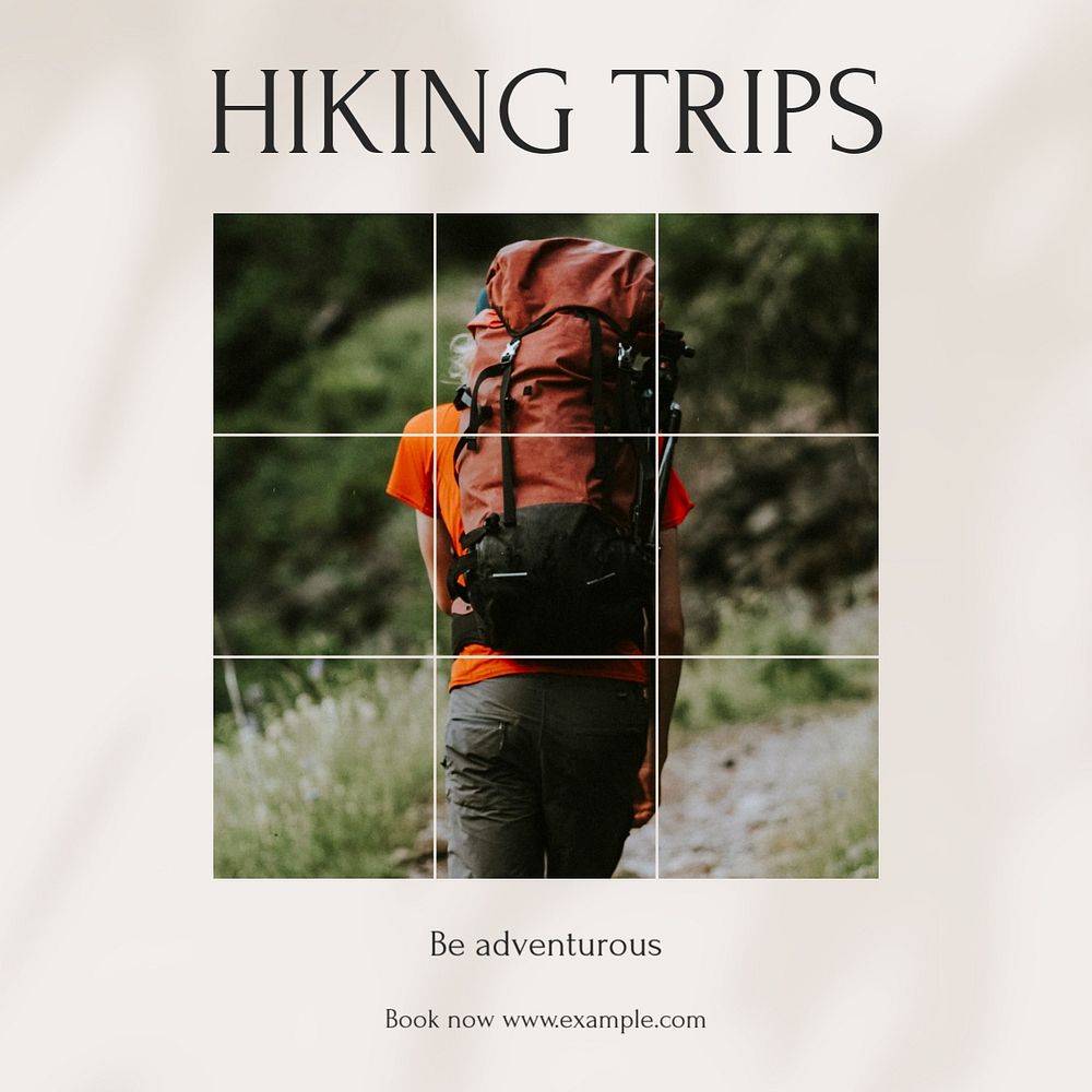 Hiking trips Instagram post template, editable social media design