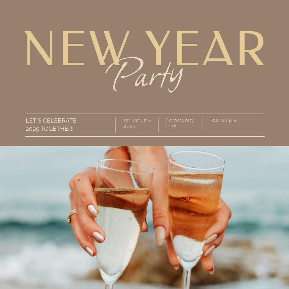 New year party Instagram post template, editable social media design