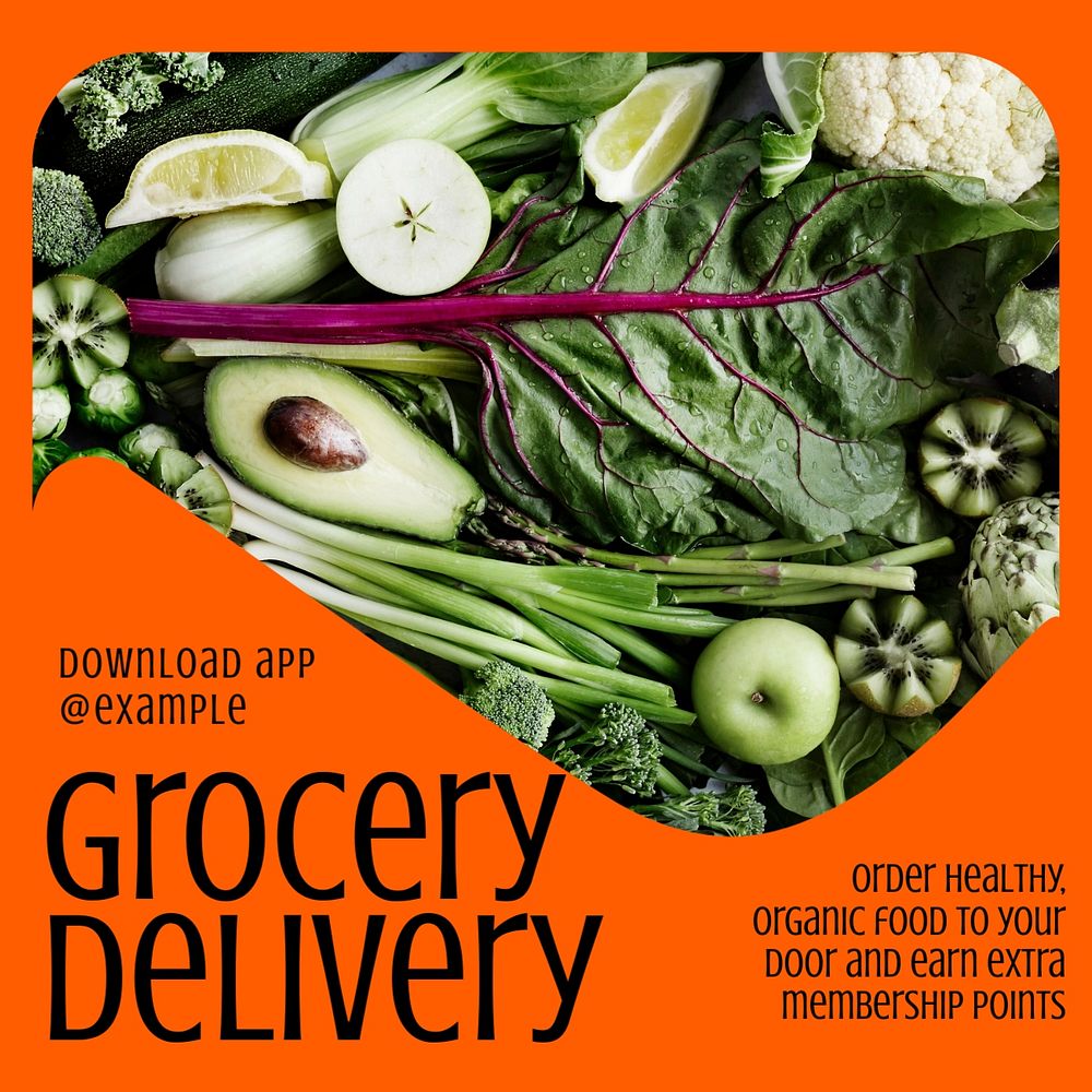 Grocery delivery Instagram post template, editable design