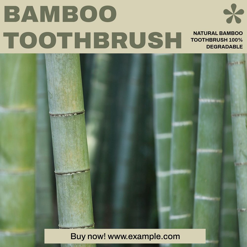 Bamboo toothbrush Instagram post template, editable social media design