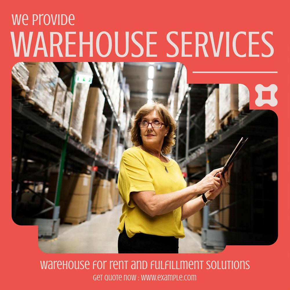 Warehouse services Instagram post template, editable social media ad