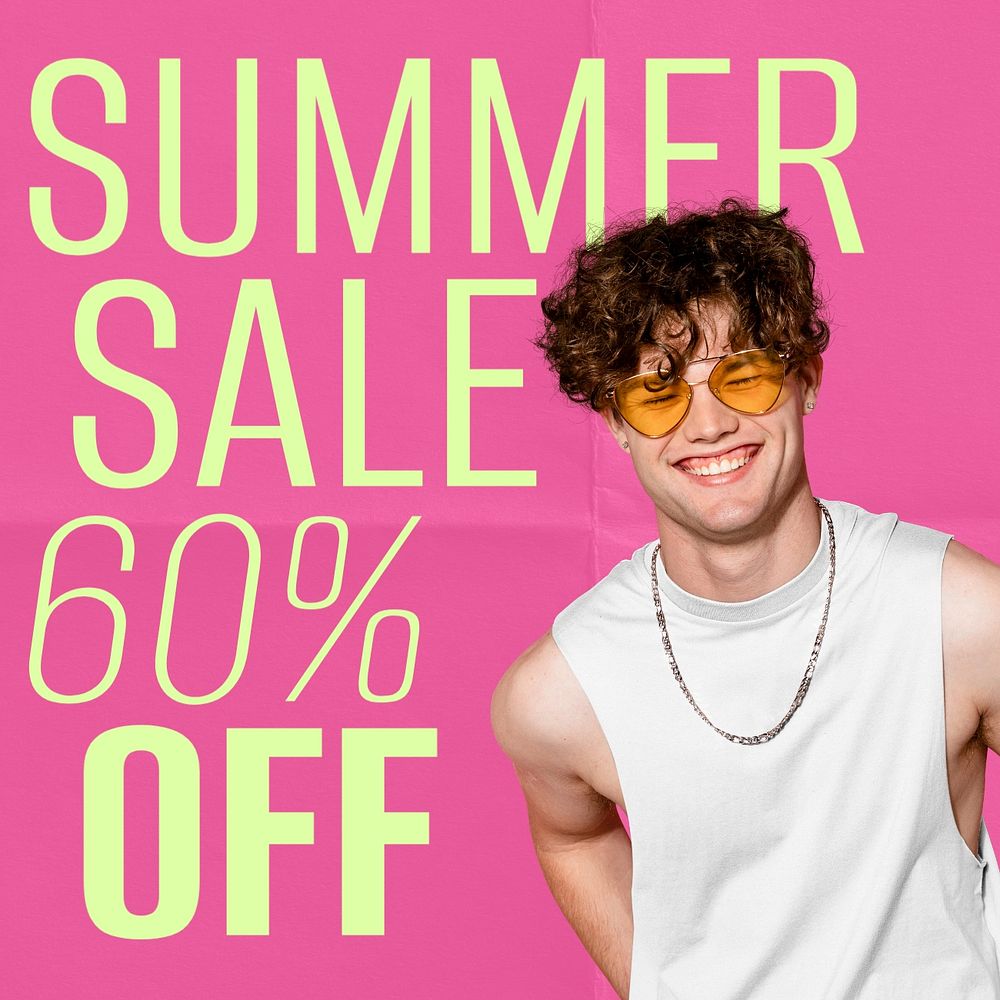 Summer sale Instagram post template, editable text