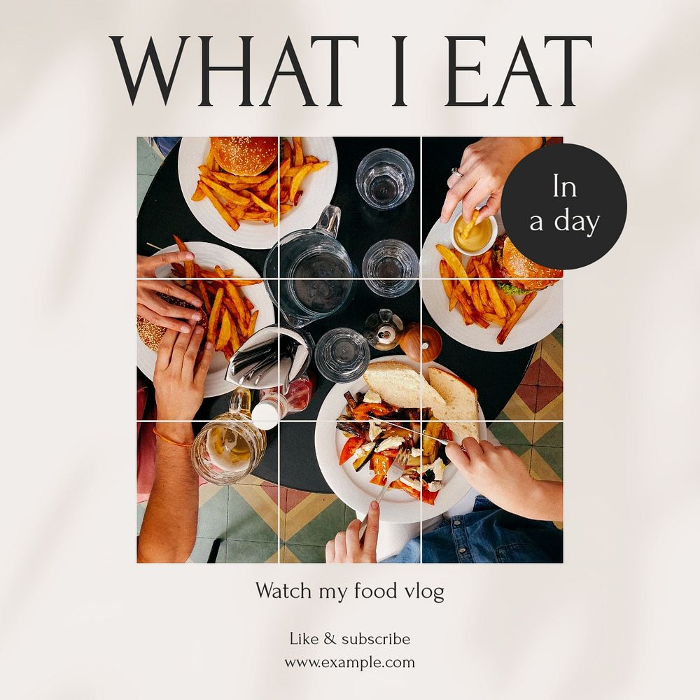 What i eat Instagram post template, editable social media design