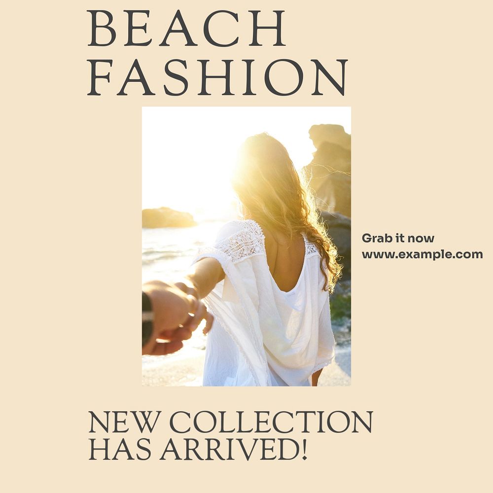 Beach fashion Instagram post template, editable social media design