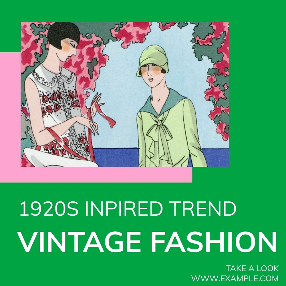 Vintage fashion Instagram post template, editable design