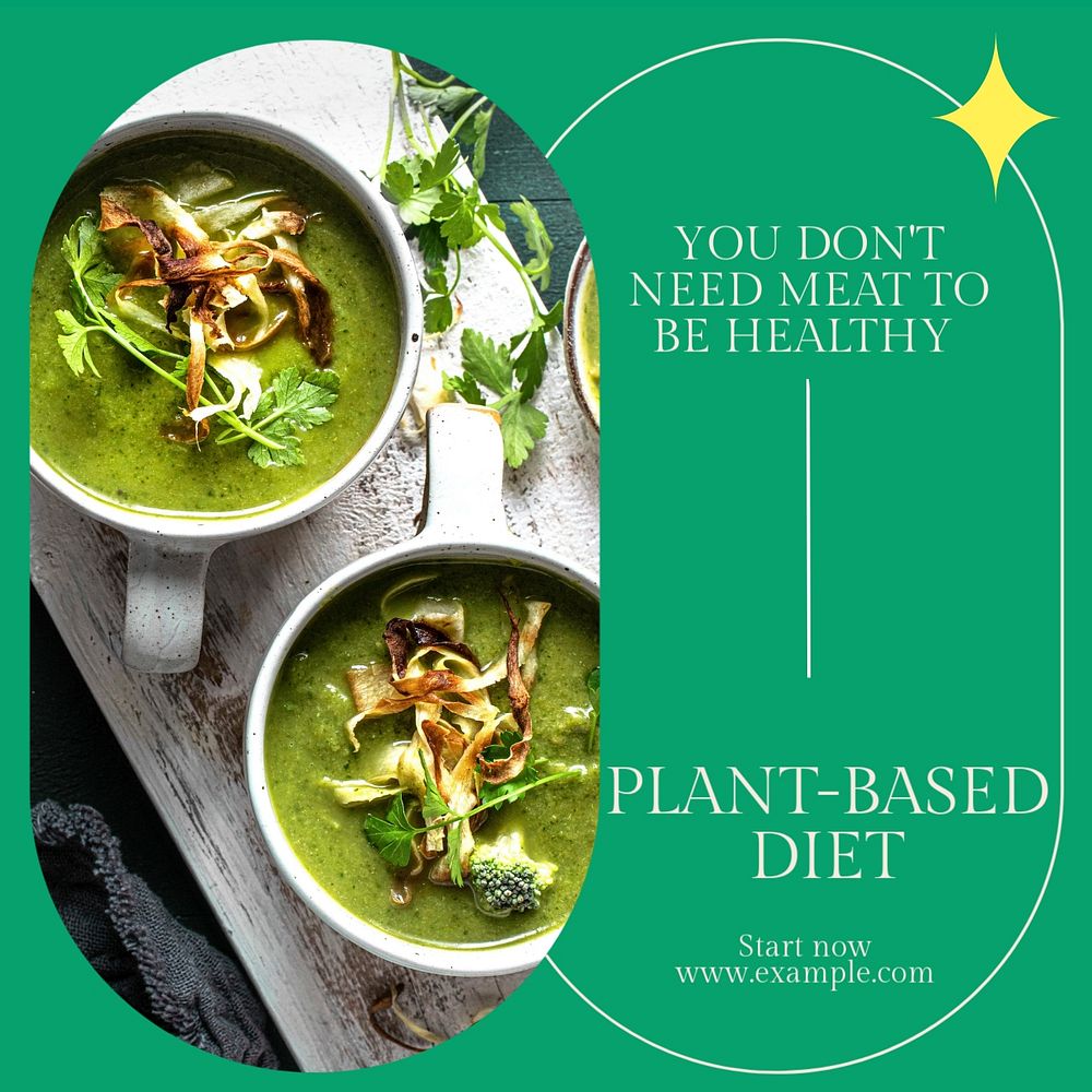 Plant based diet Instagram post template, editable social media design