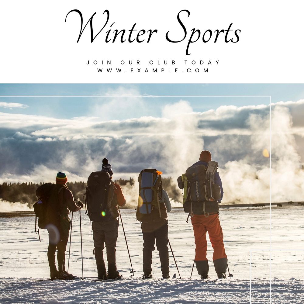 Winter sports Instagram post template, editable text