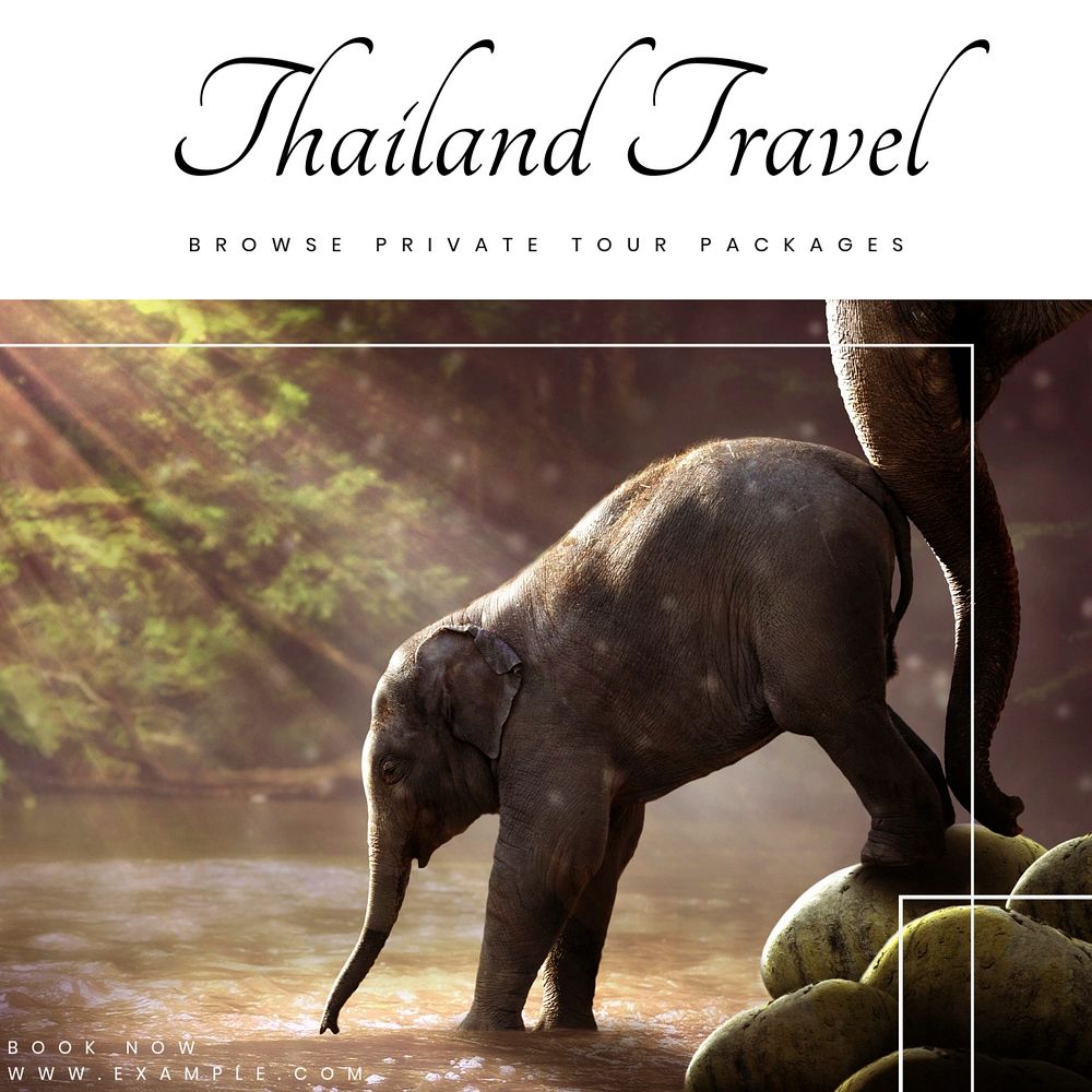 Thailand travel Instagram post template, editable social media ad