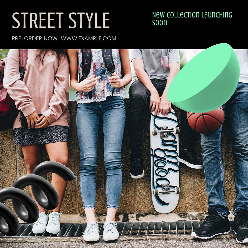 Street style Instagram post template, editable design