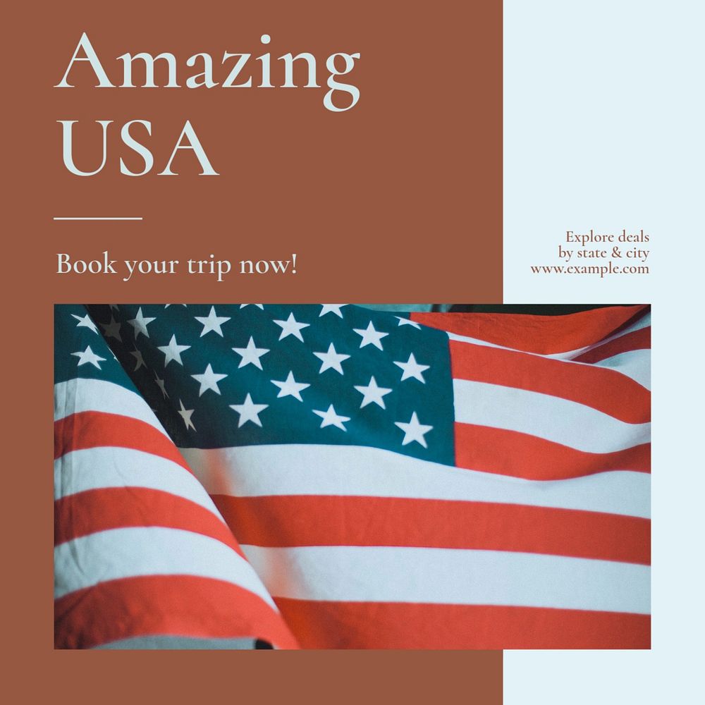 USA travel Instagram post template, editable social media design