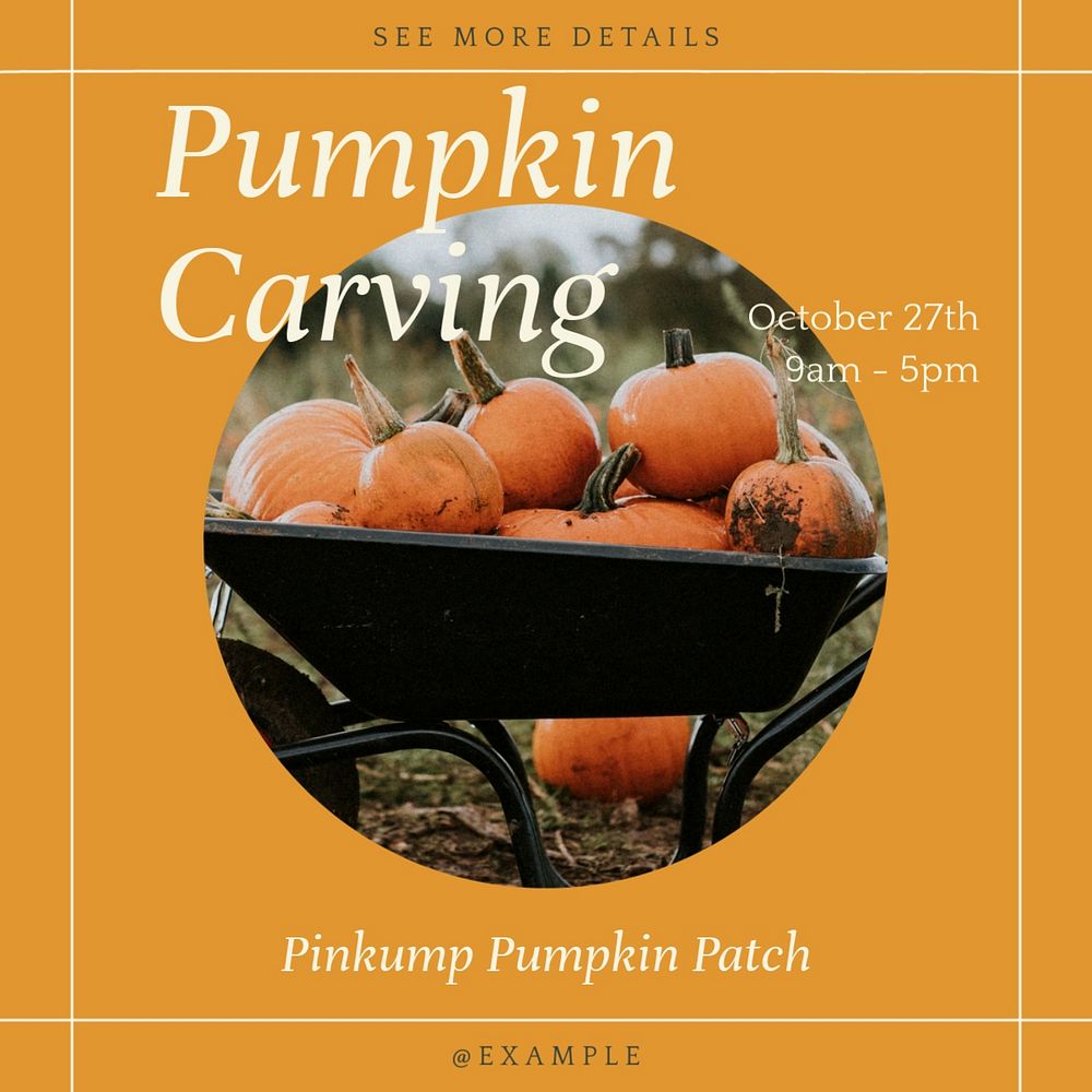 Pumpkin carving Instagram post template, editable social media design