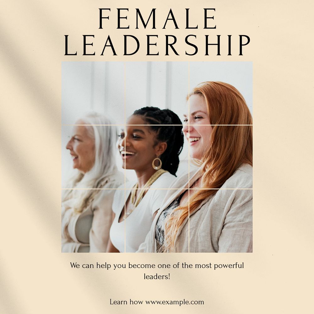 Female leadership social media template, editable design