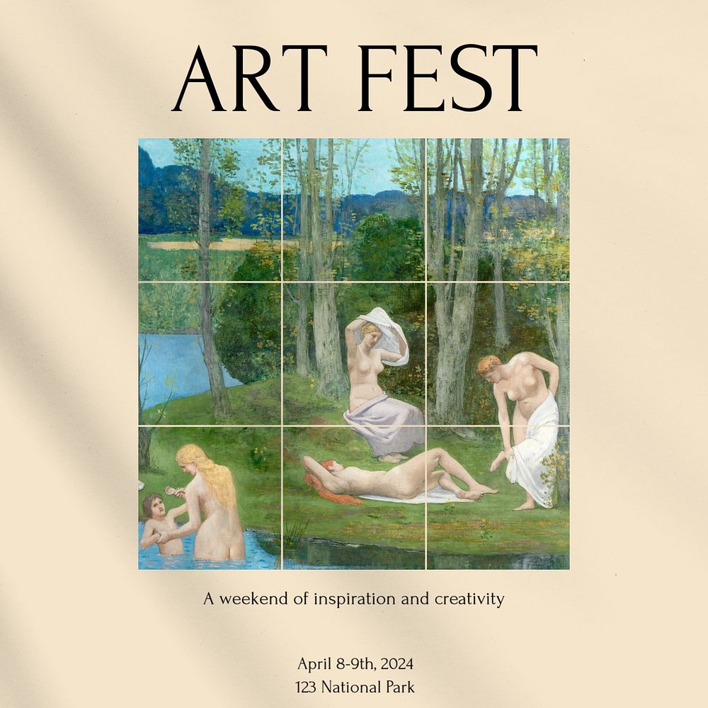 Art fest Instagram post template, editable design