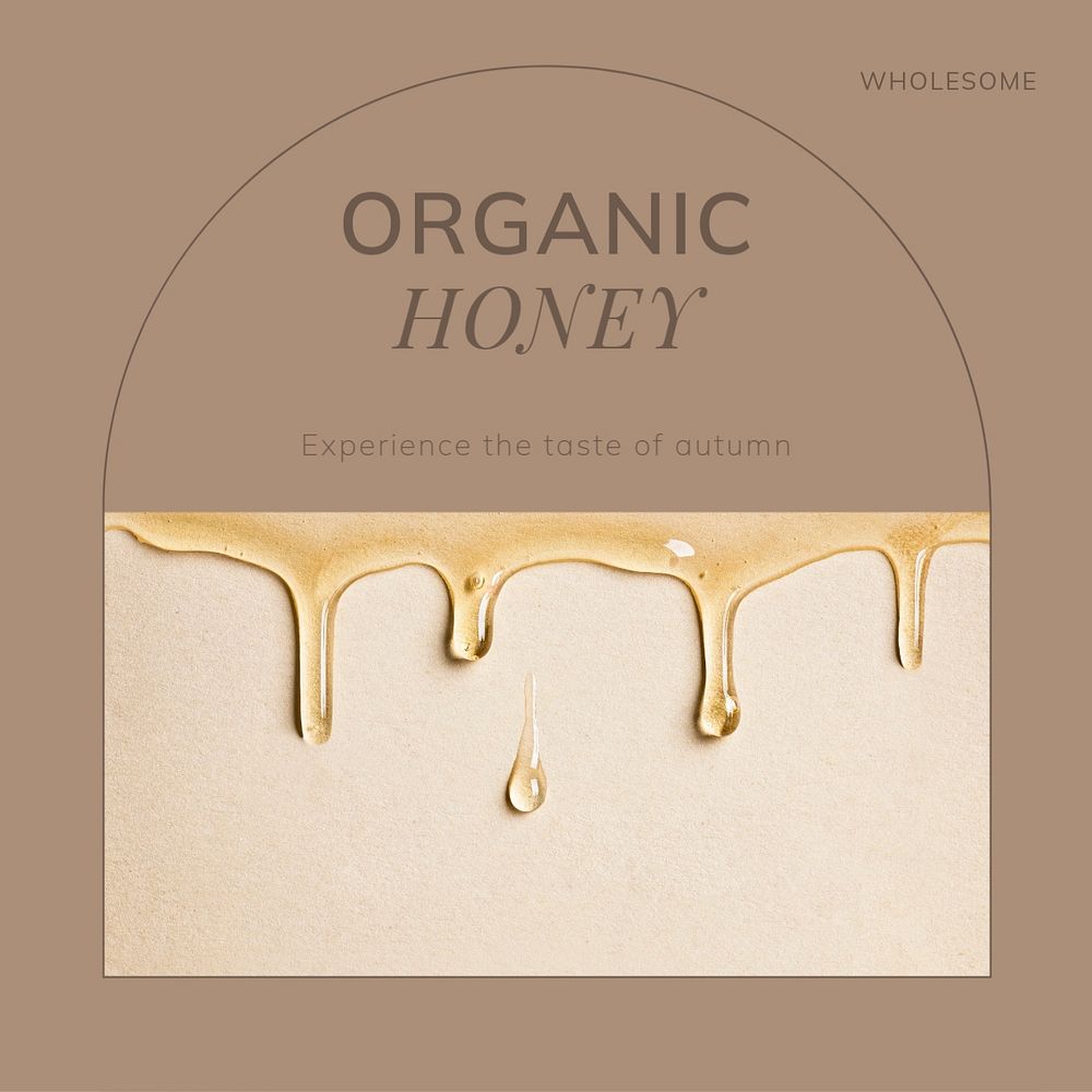 Organic honey Instagram post template, editable design