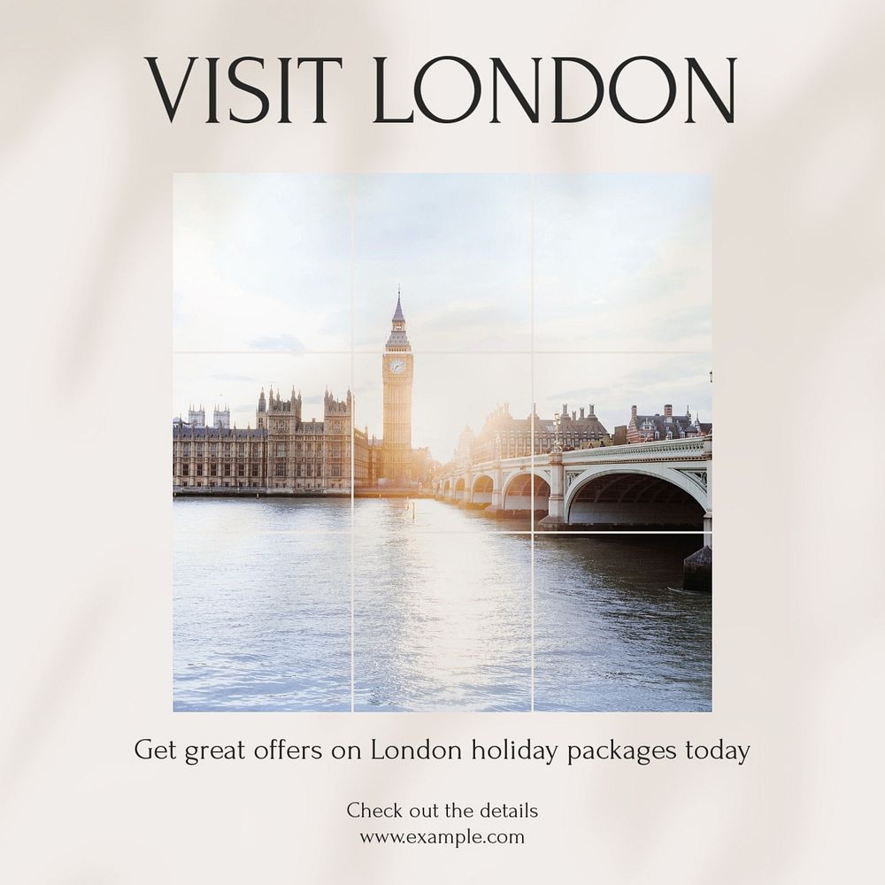 London holiday Facebook post template, editable design