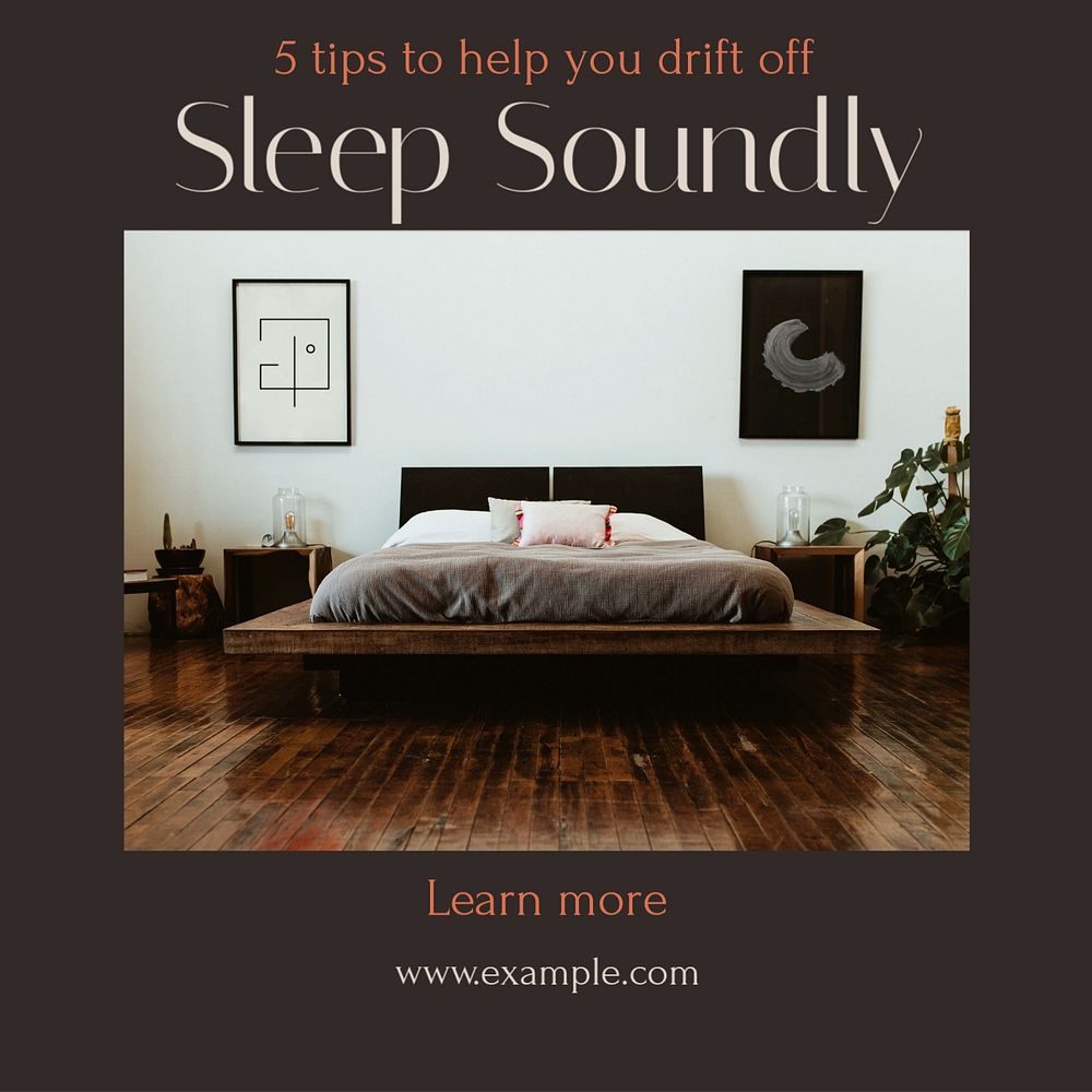 Sleep tips Instagram post template, editable social media design