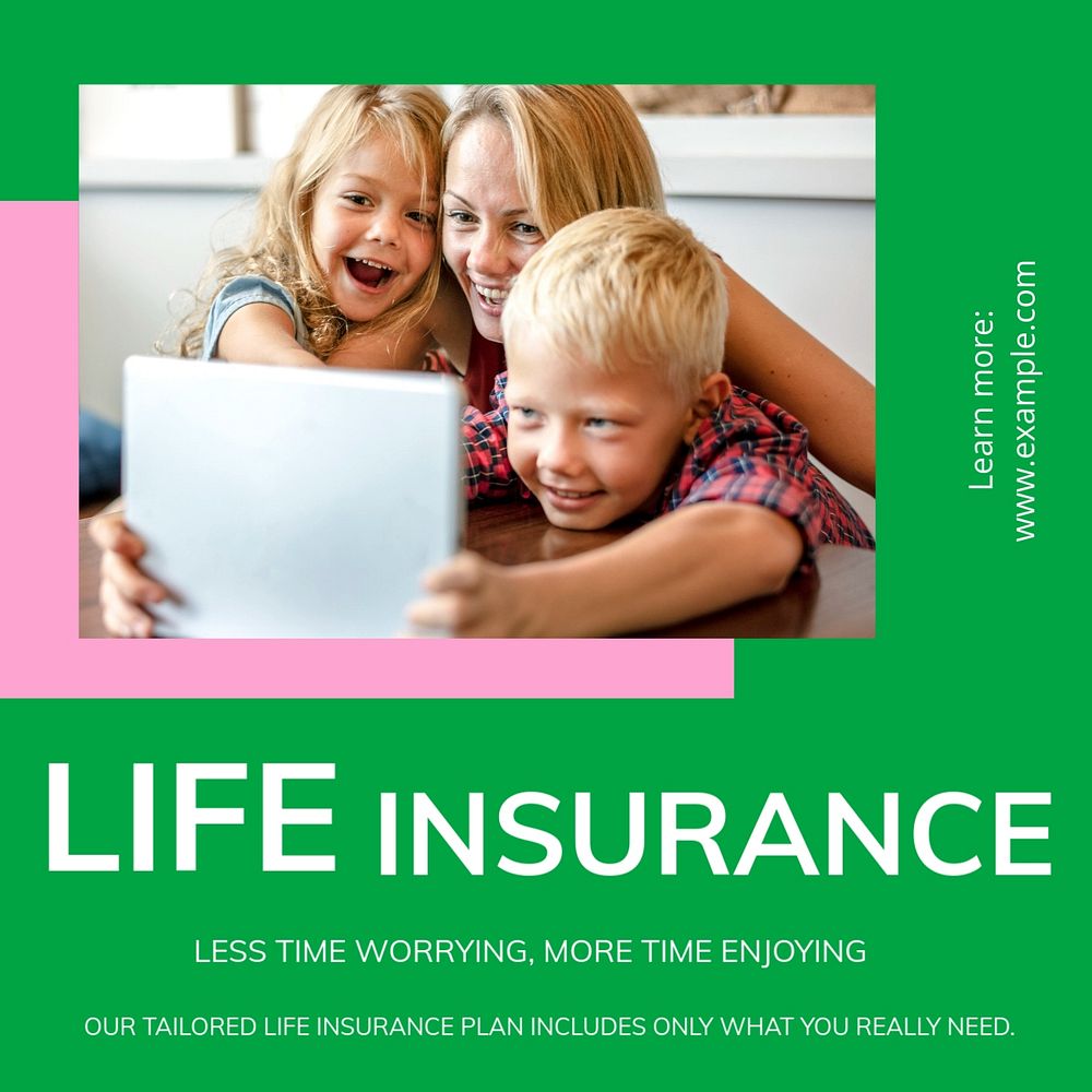 Life insurance Instagram post template, editable social media ad